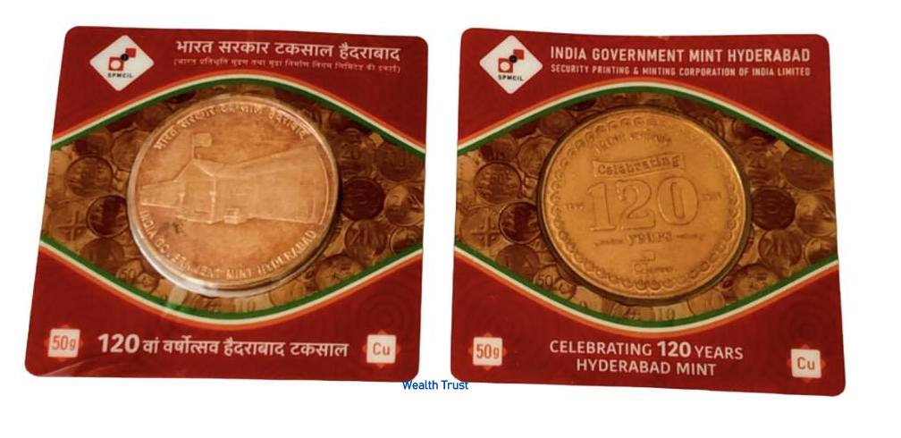 Extremely Rare 50gm Copper Coin Celebrating 120 Years Hyderabad Mint Very Unique