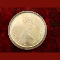 Alternative view of 1976 CANADA Queen Elizabeth II Olympics Montreal Village Silver $5 Coin