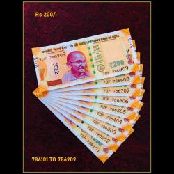 Rs 200 Issue India Banknote Fancy Set 786101 TO 786909 GEM UNC UNIQUE AND RARE
