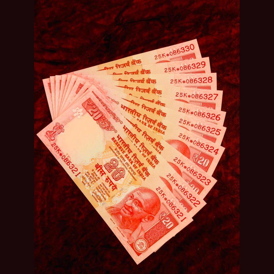 Rs 20 INDIA BANKNOTE Star Telescope Issue Set of 10 Notes GEM UNC