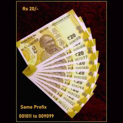 Rs 20 INDIA BANKNOTE Fancy Number 001011 to 009099 Gem UNC Set Same Prefix Unique