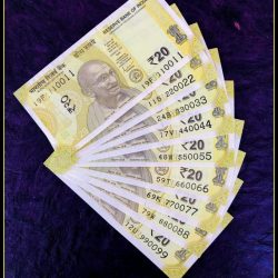 Rs 20 INDIA BANKNOTE SET 110011 to 990099 GEM UNC UNIQUE 9 Note set