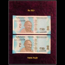 Rs 50 TWIN PAIR NOTE BOTH NUMBER SAME Only Inset Different UNIQUE