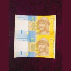 1 UKRAINE HRYVNIA Uncut Banknote 2 Piece Sheet WORLD BANKNOTE COLLECTION Uncut Sheet Unique
