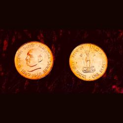 Re 1 Mahatma Gandhi 1869 To 1948 Centennial Issue Gold Plated