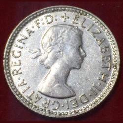 Alternative view of 1960 Australia 6 Pence - Elizabeth II with "F:D:" Silver Coin Top Condition #N233