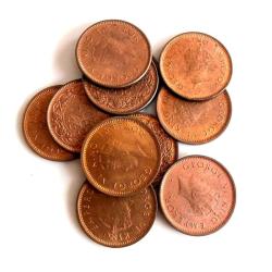 1/12 Anna Copper King George Vi Issue Collection 10 Coin Lot