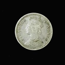 Alternative view of One Fourth Rupee Silver 1888 Victoria Empress Issue Unique Collection