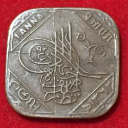 1942 Hyderabad, Princely state of 1 Anna - Mir Usman Ali Khan Coin #B274