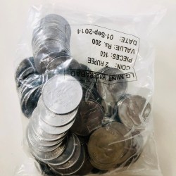 Alternative view of Rs 2 RBI 100 Coin Seal 75 Year Of Independence Pouch Republic India Issue 2022 Hyderabad Mint Rare