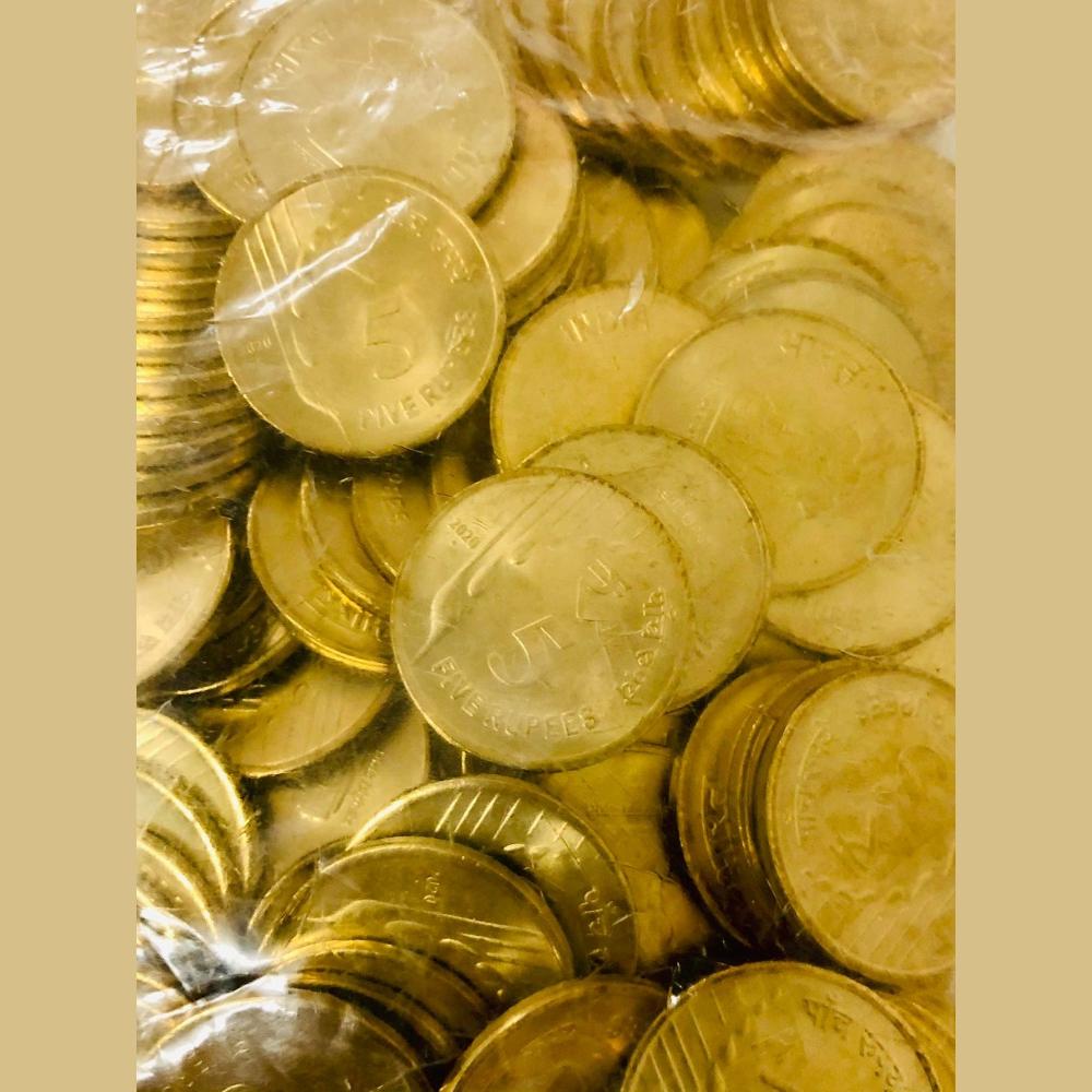 Rs 5 Definitive Issue 100 Coin Pouch RBI Seal Pouch Noida Mint 2020 Ltd Issue Lockdown Year - Image 2