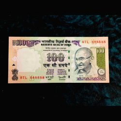 Rs 100 India Banknote Super Solid Fancy Number 8 888888 Gem Unc Top Collection Small Font