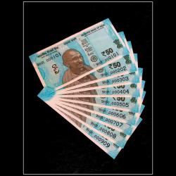 Rs 50 Semi Fancy India Banknote Set 000101 TO 000909 Gem Unc