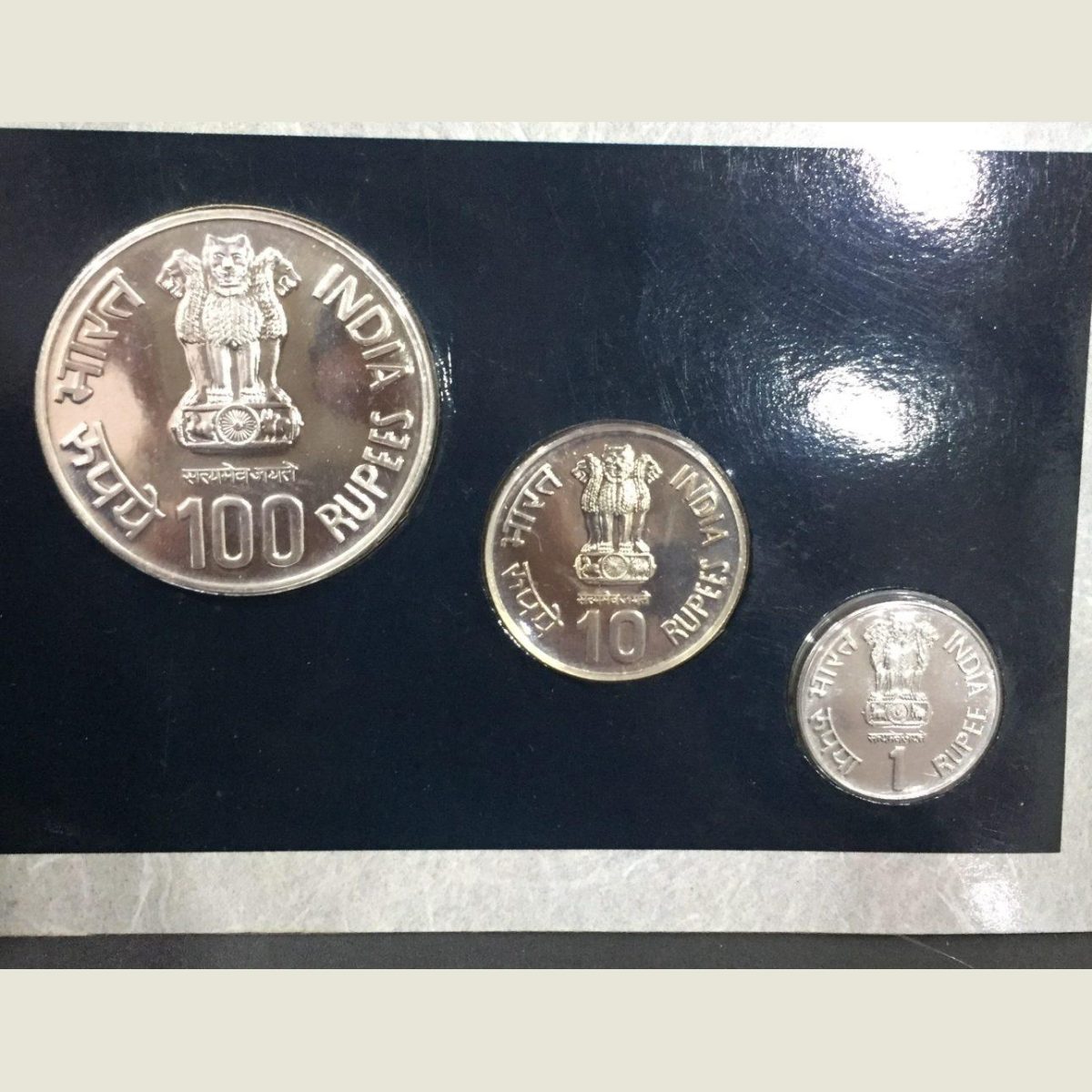 Loknayak Jayaprakash Narayan Unc Set 3 coin Set Mumbai Mint - Image 7