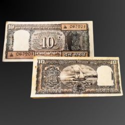 Extremely Rare 10 Rupee Black Boat Issue Bundle 100 Pieces Complete Serial Wise Packet Similar Gaddi Given Signature May Be Different