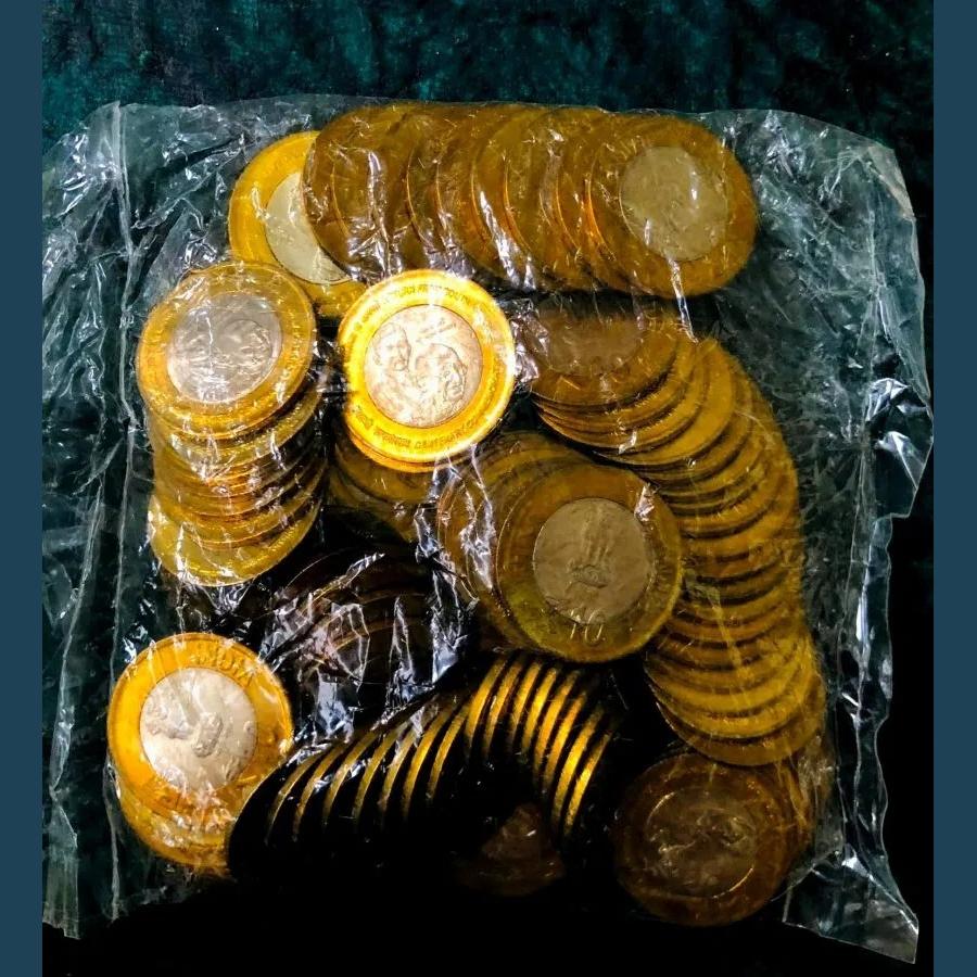 Rs 10 Gandhi Return from South Africa Issue 100 Coin Pouch Unique and Rare Mumbai Mint - Image 2