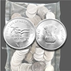 Latest New 1Rupees 2023 MUMBAI Mint 50 Coin Seal Pouch Famous AKAM Series 75 Year of Independence