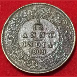 1909 India - British ¹⁄₁₂ Anna - Edward VII Top Condition Rare Coin Lowest Price #F75
