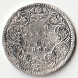 Rare Two Anna 1900 Victoria Empress of British India Small Silver Beautiful Extremely Fine Grade Coin