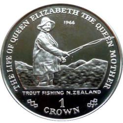 Alternative view of Gibraltar 1 Crown - Elizabeth II Queen Mother Trout Fishing 2002 Gem Unc With First Day Cover Mint