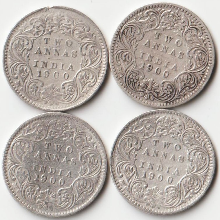 Rare Two Anna 1900 Silver Coin of Victoria Empress British India Coiange Randomly Single Coin given from a Lot