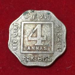 Alternative view of 4 Anna's 1920 George V British India Rare Coin #N36
