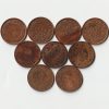 9 Coins Set of 1/12 Anna 1913 to 1939 Cooper Coins of King George V and George VI British India Coinage