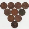 10 Coins Set of One Quarter Anna 1913 to 1941 Bronze Coin of King George VI and George V British India Coinage