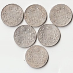 Two Anna 1907 Silver Coin of King Edward VII B ritish India Coinage Randomly Single Coin Given From Set