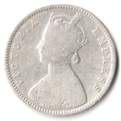 Alternative view of Rare Half Rupee 1892 of Bombay Mint of Victoria Empress Collectible British India Silver Coin
