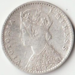 XF Grade Two Anna 1901 Silver Coin of Victoria Empress British India Collectible Coins