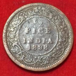 1898 India - British ½ Pice - Victoria Rare Coin Lowest Price #F47