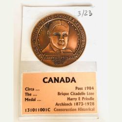 Alternative view of Canada Medal Harry E Prindle Architecte 1873 To 1928 Construction Beautiful Unc Medal