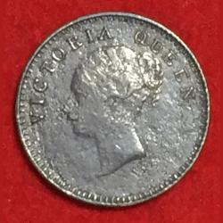 Alternative view of 1841 India - British 2 Annas - Victoria Silver Continues Type Coin #Z- 83