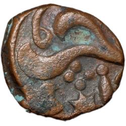 Alternative view of Copper Paisa of Jawad Mint of Gwalior State(18th Cen. AD) Banner & Scimitar KM 102