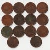 Rare 14 Coins Set of 1/12 Anna 1885 to 1901 Copper Coins of Victoria Queen British India Coinage