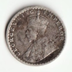 Alternative view of 2 Anna 1917 Silver Coin of King George V British India Coinage