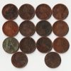 Rare 14 Coins Set of 1/12 Anna 1885 to 1901 Copper Coins of Victoria Queen British India Coinage