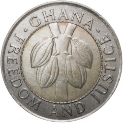 Bi-Metallic 100 Cedis of Ghana Country (AD 1999) with Cocoa Plants