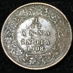 1908 India - British ¹⁄₁₂ Anna - Edward VII Rare Lowest Price Coin #V159