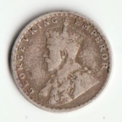 Alternative view of 2 Anna 1917 Silver Coin of King George V British India Coinage
