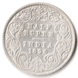 Rare Half Rupee 1896 of Calcutta Mint of Victoria Empress Collectible British India Silver Coin