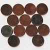 Rare 13 Coins Set of 1/12 Anna 1862 to 1901 Copper Coins of Victoria Queen British India Coinage