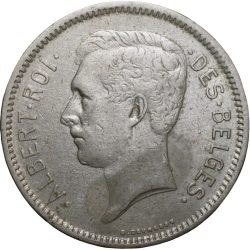 Large Size Nickel 5 Francs of Albert I (AD 1931) from Belgium with French Text Rare