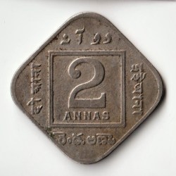 Alternative view of 2 Anna 1934 of King George V Copper Nickel Coin of British India Coinage
