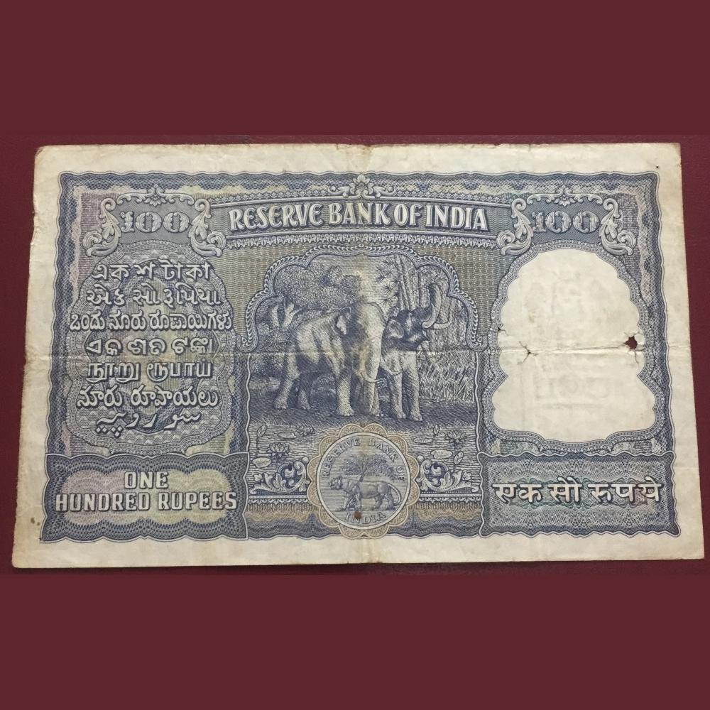 100 Rupees Note India Elephant Issue Top Condition Note Governer B Ramarao Red Numbers - Image 2