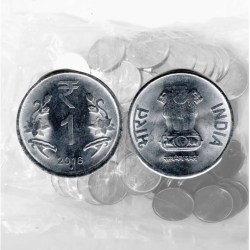 Re 1 RBI 100 Coin Seal Pouch Republic India Definitive Lotus Issue 2016 Mumbai Mint Rare