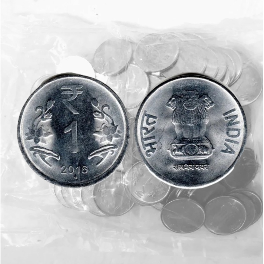 Re 1 RBI 100 Coin Seal Pouch Republic India Definitive Lotus Issue 2016 Mumbai Mint Rare