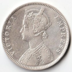 Alternative view of Extremely Rare 1 Rupee 1881 of Victoria Empress Dot Varity Silver British India Coin of Bombay Mint