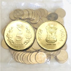 Rs 5 Definitive Issue 100 Coin Pouch RBI Seal Pouch Mumbai Mint 2017 BU